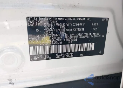 2024 Toyota Rav4 Hybrid Xse из США, поврежденный, VIN 2T3E6RFV9RW077941